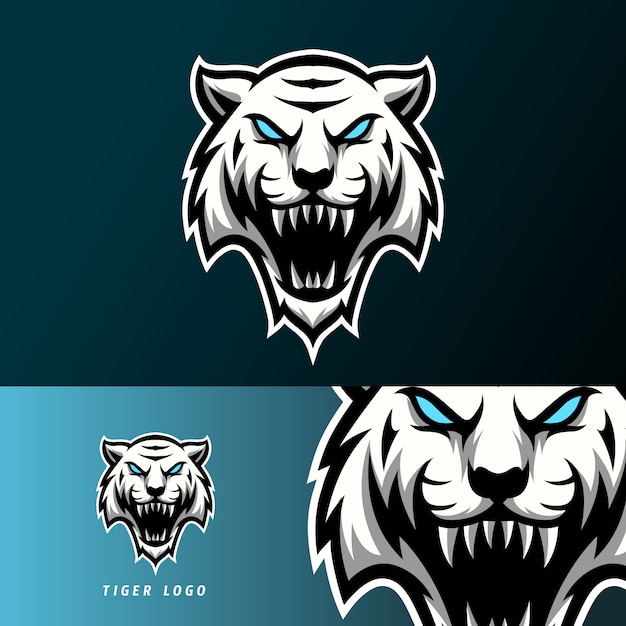 Vetor mascote zangado tigre branco esporte esport logotipo modelo longo presas