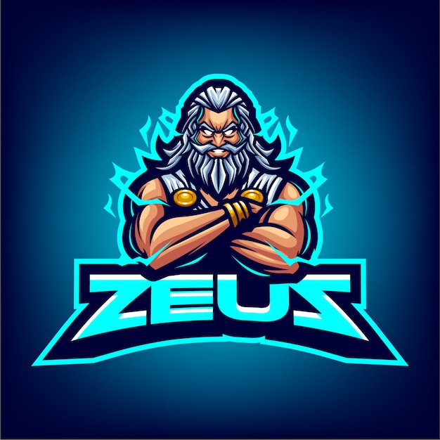 Vetor mascote zeus para logotipo esport e sport isolado