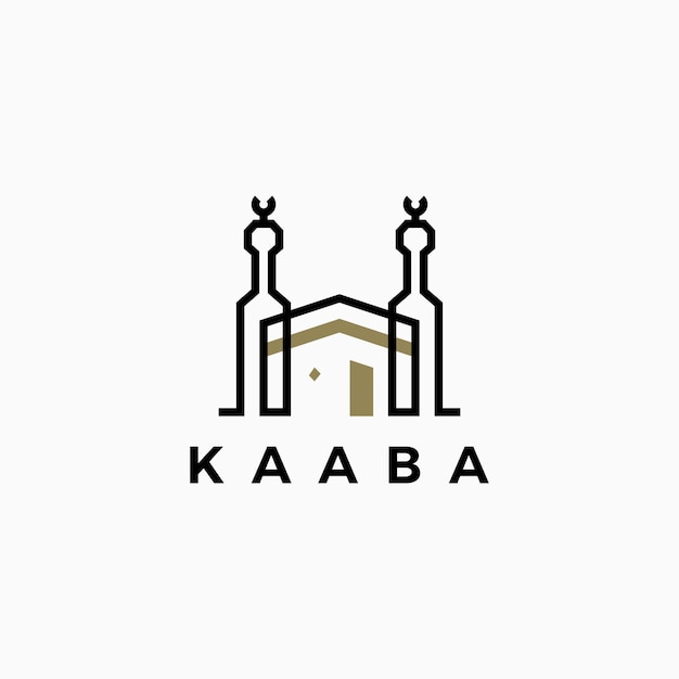 Masjidil haram kaaba hajj umrah viagens e excursões contorno logótipo vector ilustração do ícone