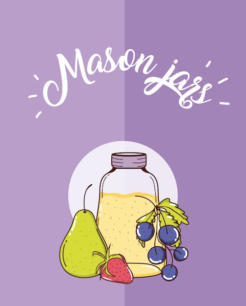 Mason jars juice fruit cartoon