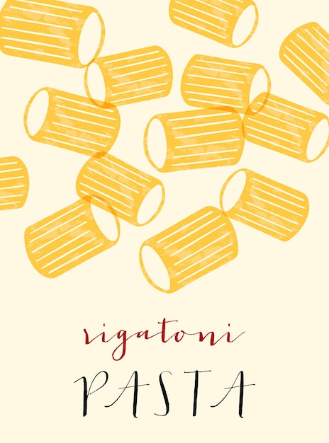 Vetor massa italiana rigatoni. ilustração do cartaz rigatoni. impressão moderna para design de menu, livros de receitas.