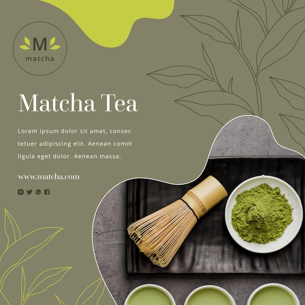 Matcha tea flyer square