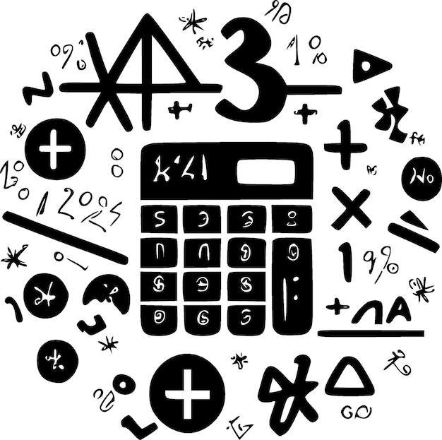 Matemática minimalista e simples ilustração vetorial de silhueta