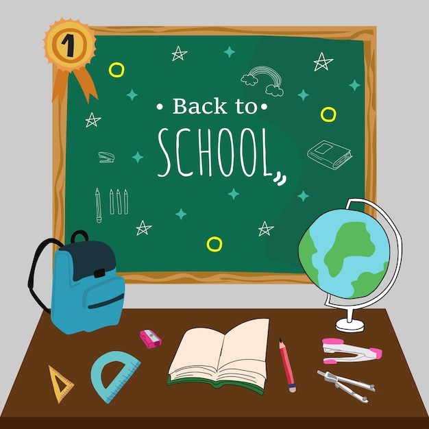 Materiais de volta à escola na secretária