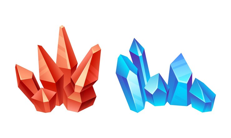 Vetor material sólido cristalino ou cristalino de forma geométrica com conjuntos vetoriais de faces