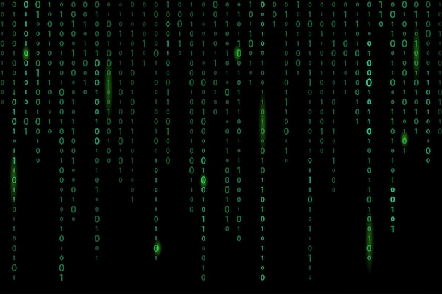 Matrix style binary code digital background with falling numbers Digital binary code background green color