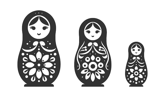 Vetor matryoshka russian doll icon set ilustração vetorial