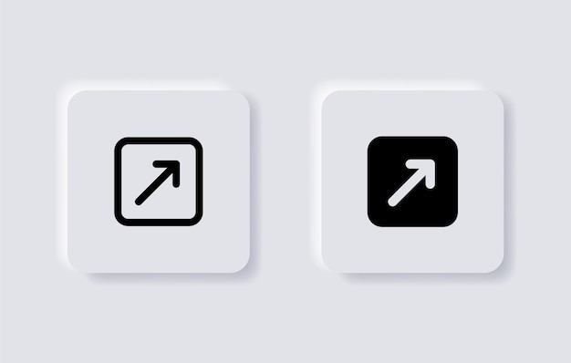 Vetor maximizar o símbolo de aumento do crescimento da seta do ícone nos botões de neumorfismo ícones da interface do usuário da interface do usuário