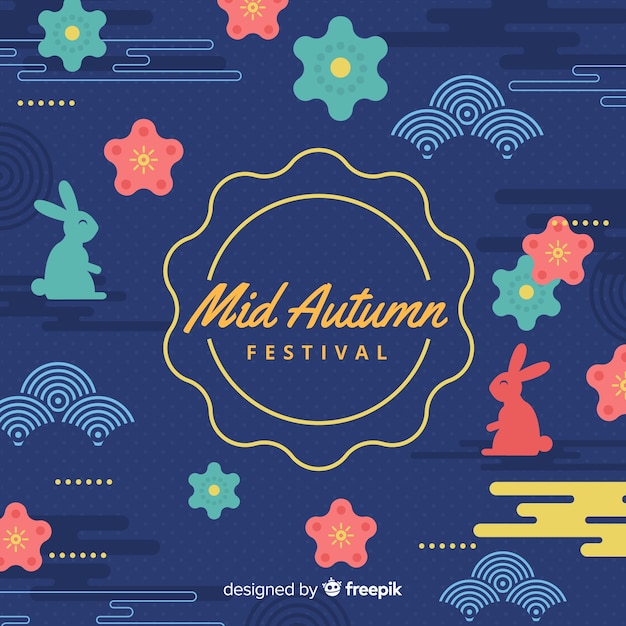 Meados de outono festival fundo em design plano