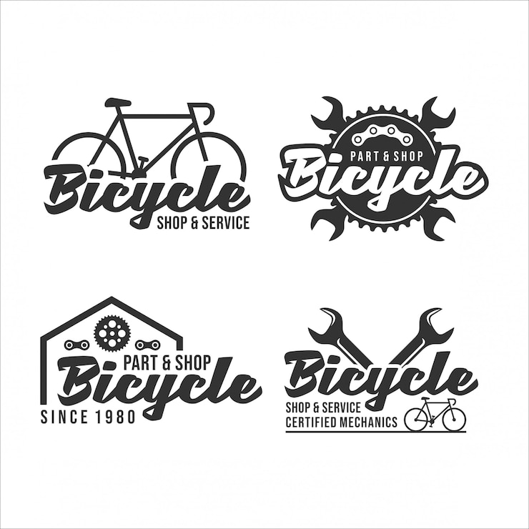 Vetor mecânica de bicicletas certificada design logo