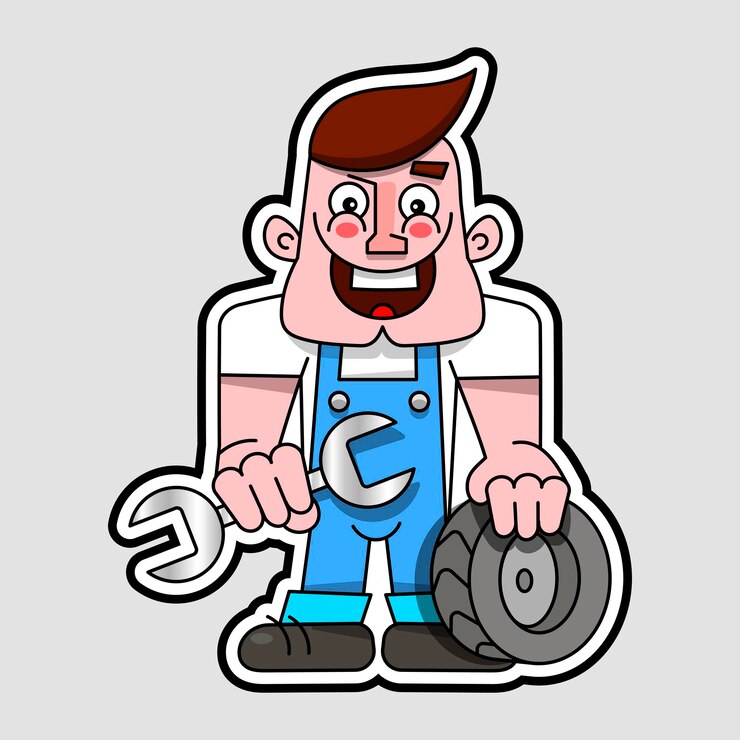 Vetor mecânico com uma chave inglesa e uma roda do carro. ilustração vetorial.