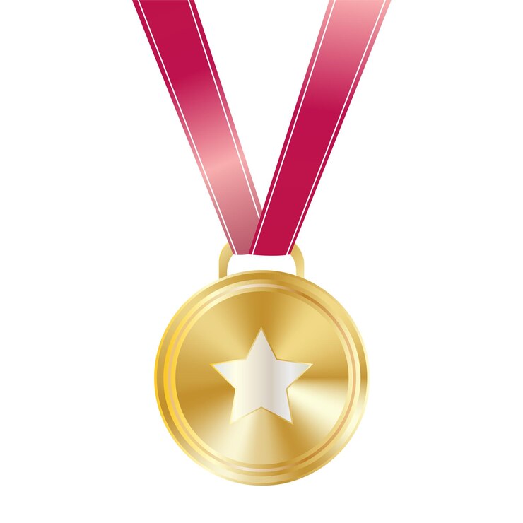 Vetor medalha com um atrativo gradiente de cor dourado prêmio para o campeão medalha com um elegante colorido