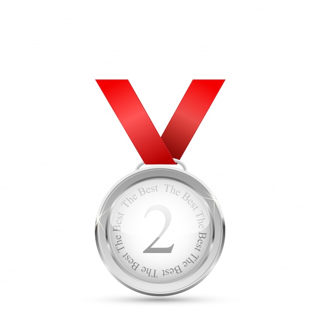 Medalha de ouro realista na fita vermelha. Vencedora . ilustração.