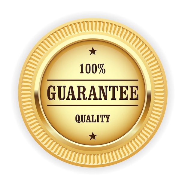Vetor medalha de ouro - símbolo de garantia de qualidade 100%