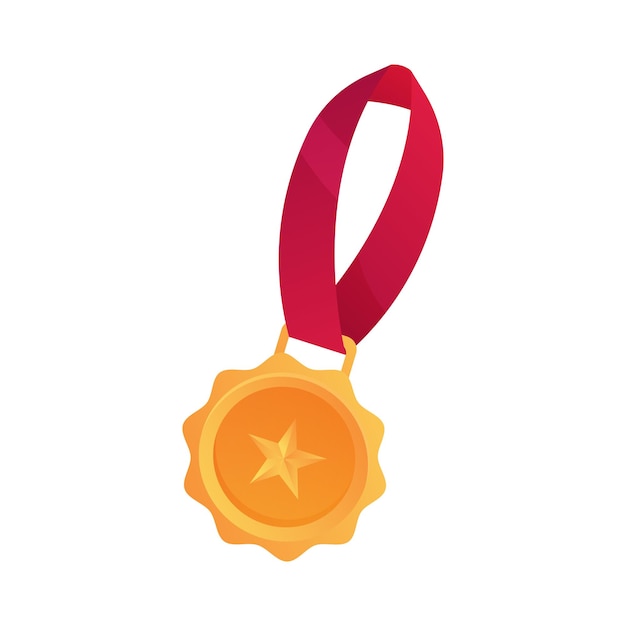 Medalha de ouro vetorial com ícone de estrela em um design plano