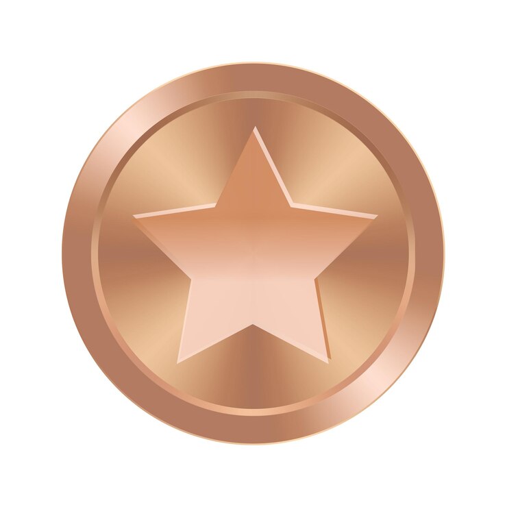 Medalha de prêmio de bronze com ilustração estrela de formas geométricas