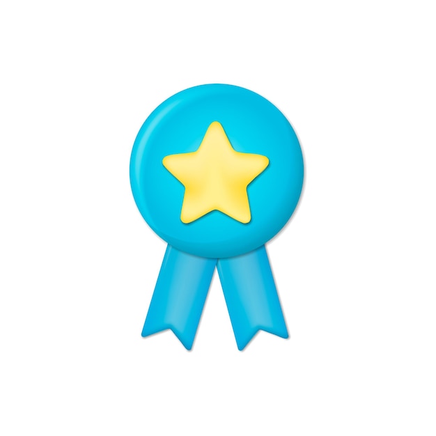 Medalha de vencedor com ícone de vetor 3d estrela e fita Estilo minimalista dos desenhos animados Símbolo de garantia de qualidade de qualidade premium