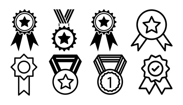 Vetor medalha icon set estilo simples