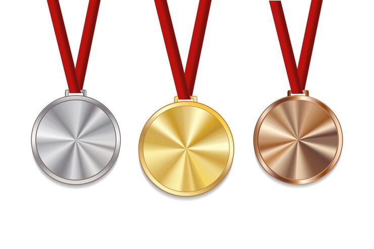 Vetor medalhas de bronze e prata de ouro vetor de medalhões sem número recompensa vazia do campeão