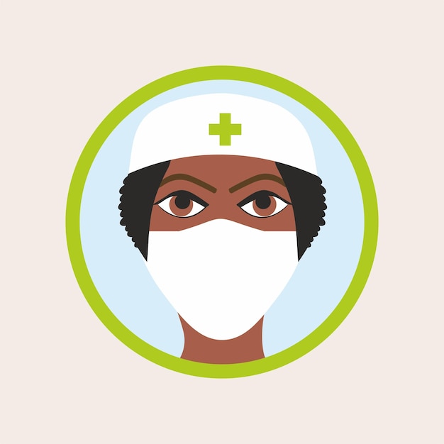 Médica com máscara facial. ilustração plana de médico. vetor.
