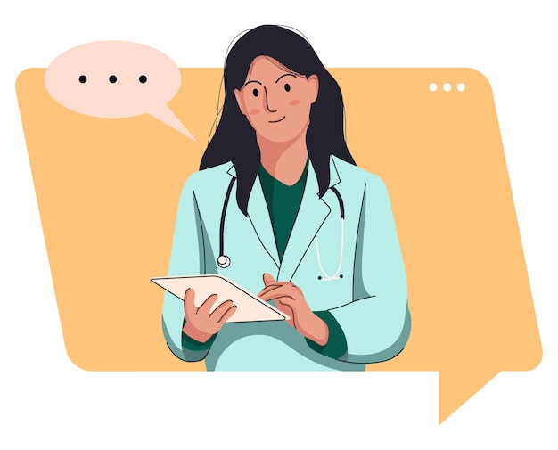 Médica feminina em bate-papo online