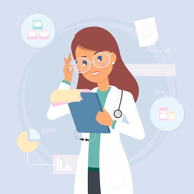 Médica lê análise médica