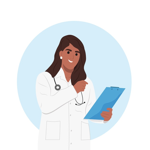 Médica segurando um tablet O pediatra examina os resultados dos testes do paciente