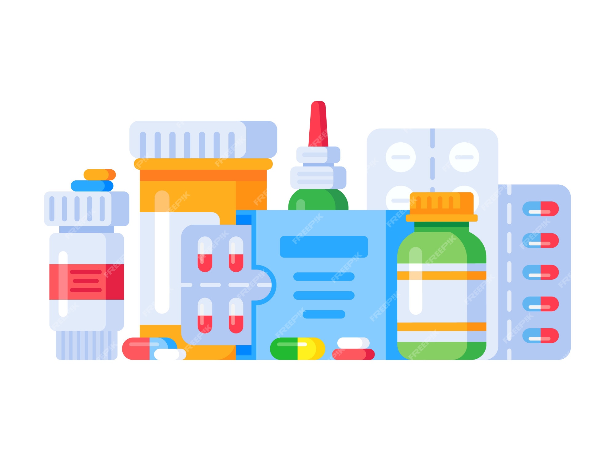 Pílulas De Desenhos Animados, Drogas E Medicamentos Vetor De Embalagens  Farmacêuticas. Pacote, Garrafa, Caixa E Bolha De Pílulas E Cápsulas E  Seringa, Frasco De Xarope, Nariz E Garganta Pulverizar Objetos Isolados  Royalty