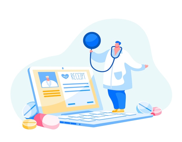 Medicina online. personagem médico ou enfermeira