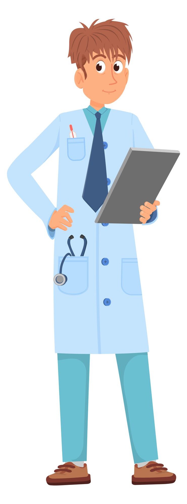 Vetor médico com documento o trabalhador médico leu o registro do paciente