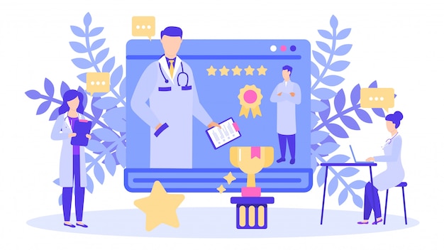 Vetor médico com melhor classificação cinco estrelas pontuação prêmio ilustração banner.