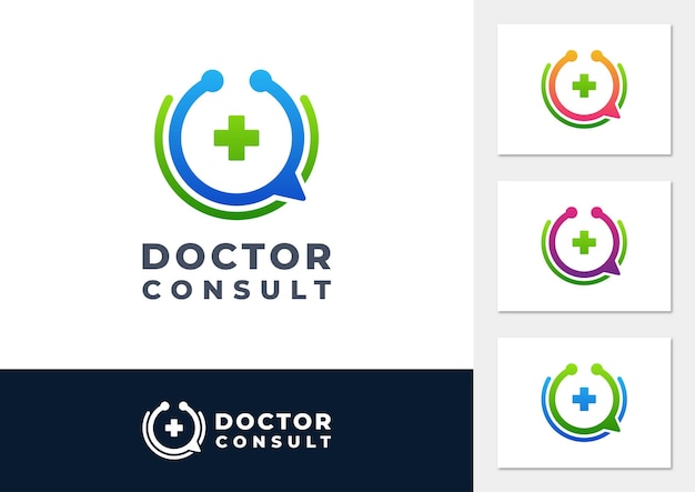 Médico consultar vetor de logotipo gradiente