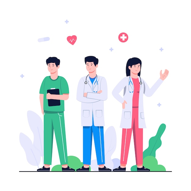 Médico de ilustração plana de conceito de saúde médica