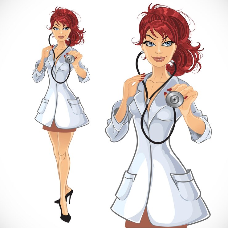 Vetor médico de uniforme branco com estetoscópio