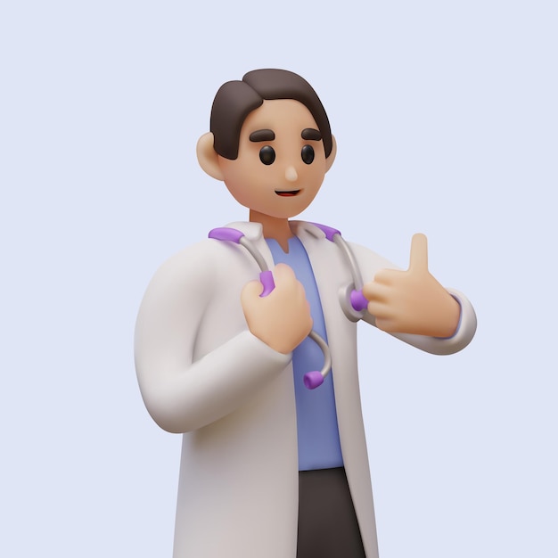 Médico do sexo masculino sorrindo e mostrando o polegar para cima Conceito de medicina de tratamento bem sucedido