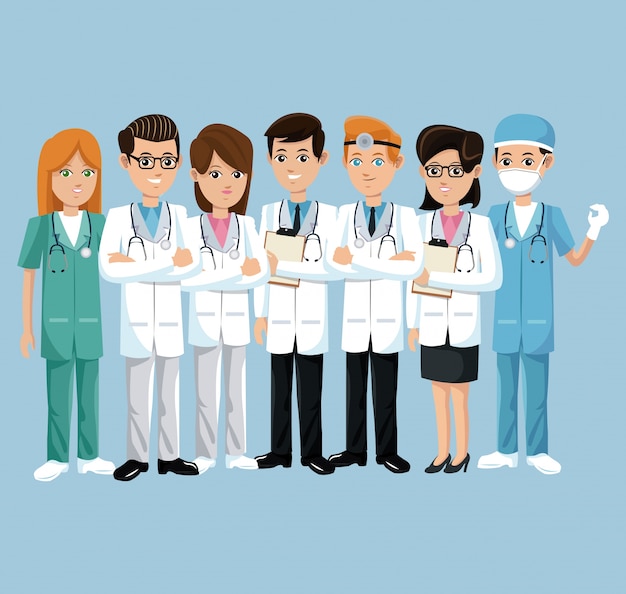 Grupo de médicos e enfermeiros e equipe , Premium Vector #Freepik  #vector #pessoas