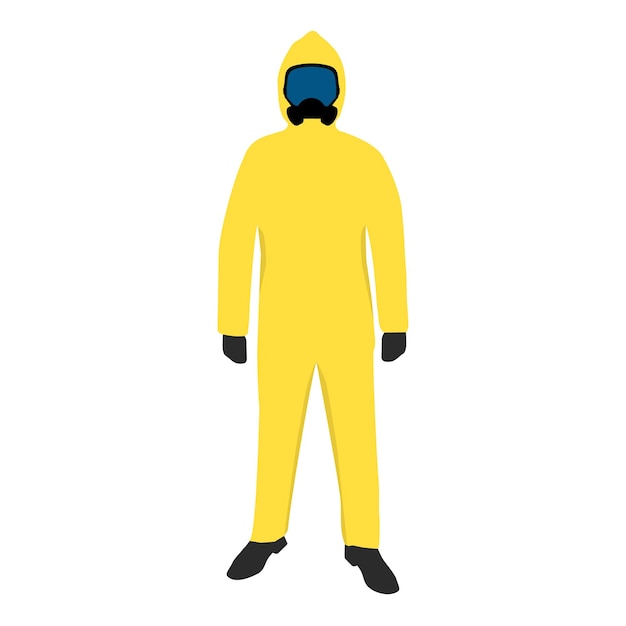 Médico em traje de proteção amarelo hazmat