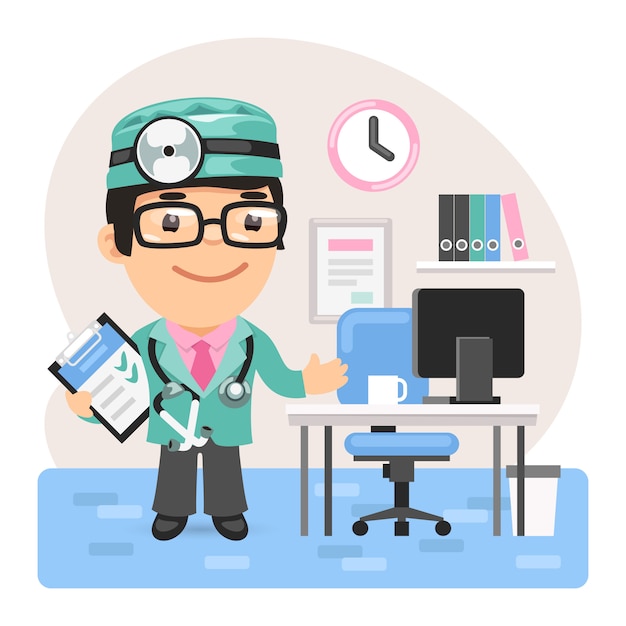 Médico Médico Médico, Homem, Em, Doutores, Escritório, Desenho