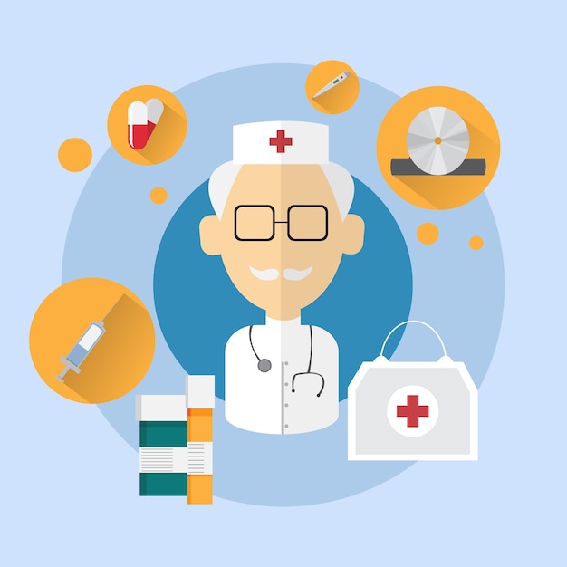 Médico médico men icon flat vector illustration