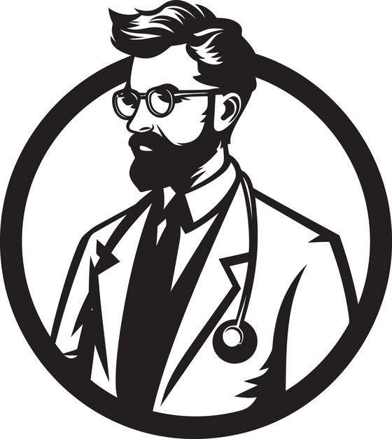 Vetor médicos doodle monochrome ilustração médica arte line diagnóstico médico em noir