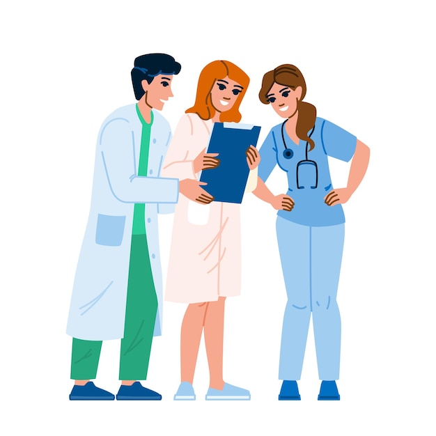 médicos e enfermeiros de saúde num vetor hospitalar