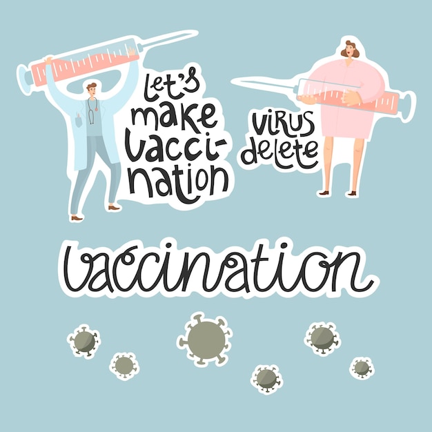 Médicos fazem vacina com seringa luta com vírus ilustração do vetor de vacinação