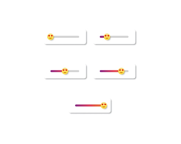 Vetor medidor de escala de satisfação de emoções de impressão com emoji adorável ferramenta de medição de nível vetor eps 10