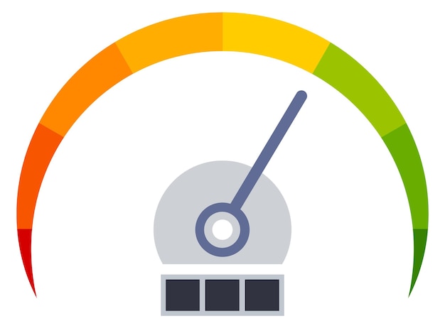 Vetor medidor do painel de controle do velocímetro indicador de desempenho de cor isolado no fundo branco