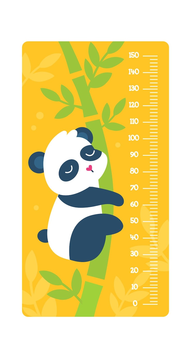 Vetor medidor infantil com ilustração vetorial de animal de desenho animado panda