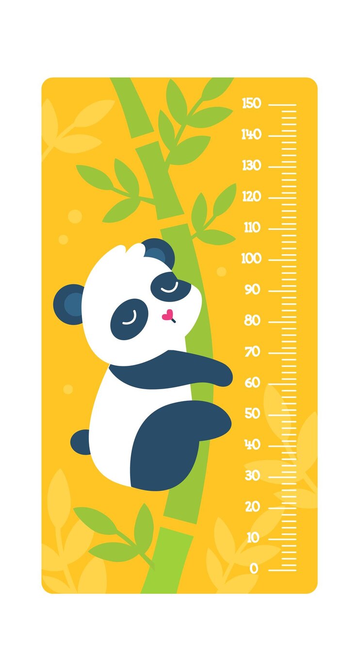 Vetor medidor infantil com ilustração vetorial de animal de desenho animado panda