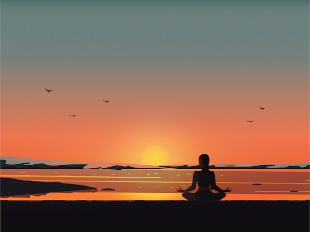 meditação na praia