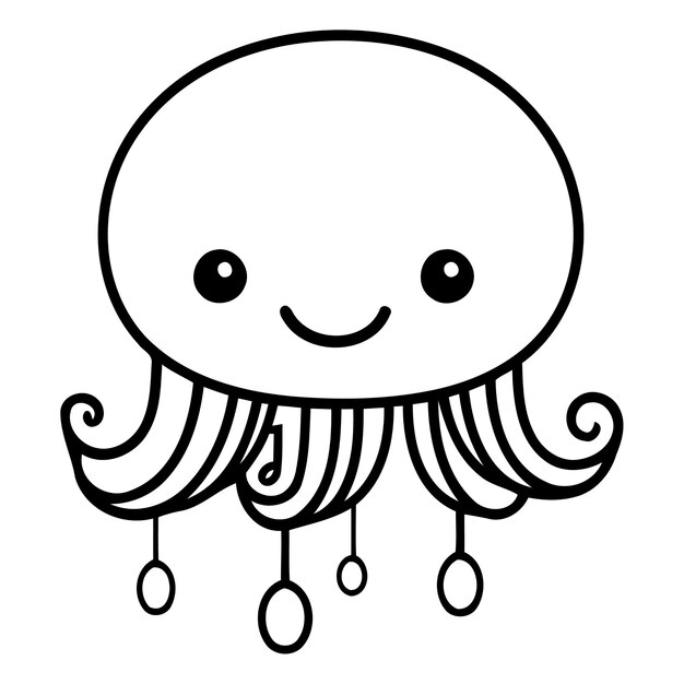 Vetor medusa de desenho animado bonito ilustração vetorial de um animal marinho