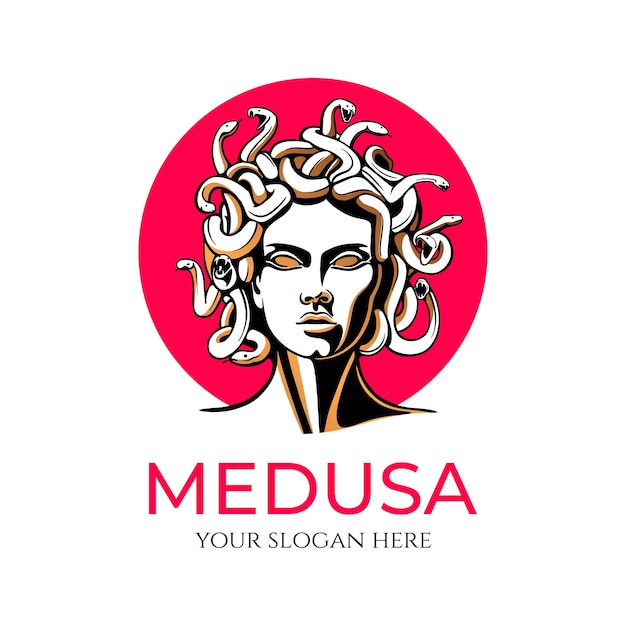 Medusa gorgon logo Cabeça de uma mulher com cobras Amuleto protetor Logo para diferentes direções Imagem vetorial