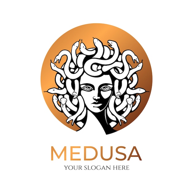 Medusa gorgon logo Cabeça de uma mulher com cobras Amuleto protetor Logo para diferentes direções Imagem vetorial